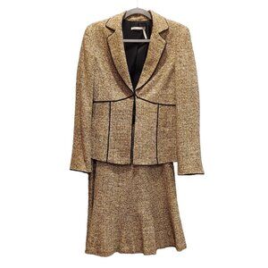 Classiques Entier Atelier Womens Size 6 100% Silk Tan Blazer Skirt Suit Career